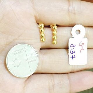 18k Saudi Gold Bubble Bar Earrings
