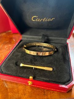 18K YG Cartier Love Bangle Bracelet 17cm 32.32g