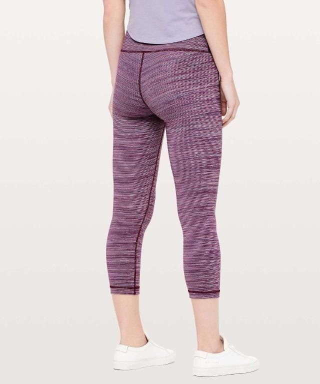 Lululemon Wunder Under Crop II High Rise Diamond Jacquard Purple Leggings 6