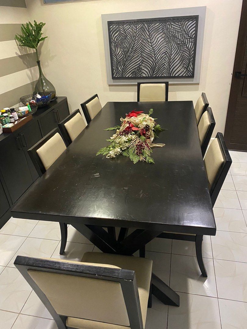 8 seater solid wood dining table, Furniture & Home Living, Furniture, Tables & Sets on Carousell