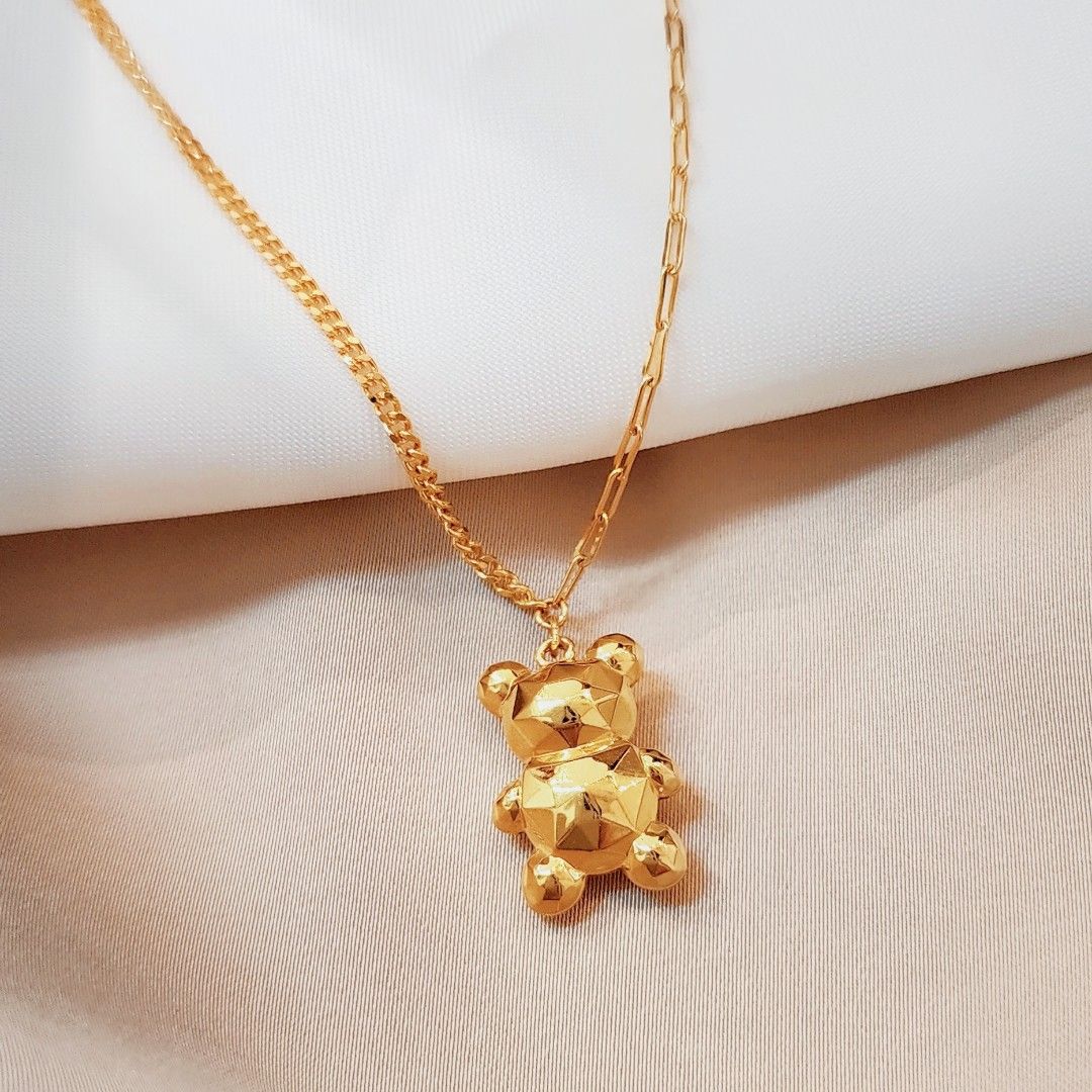Gold bear necklace top