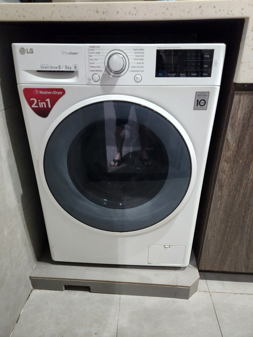 9kg/5kg Front Load Washer Dryer Combo with TrueSteam, TV & Home