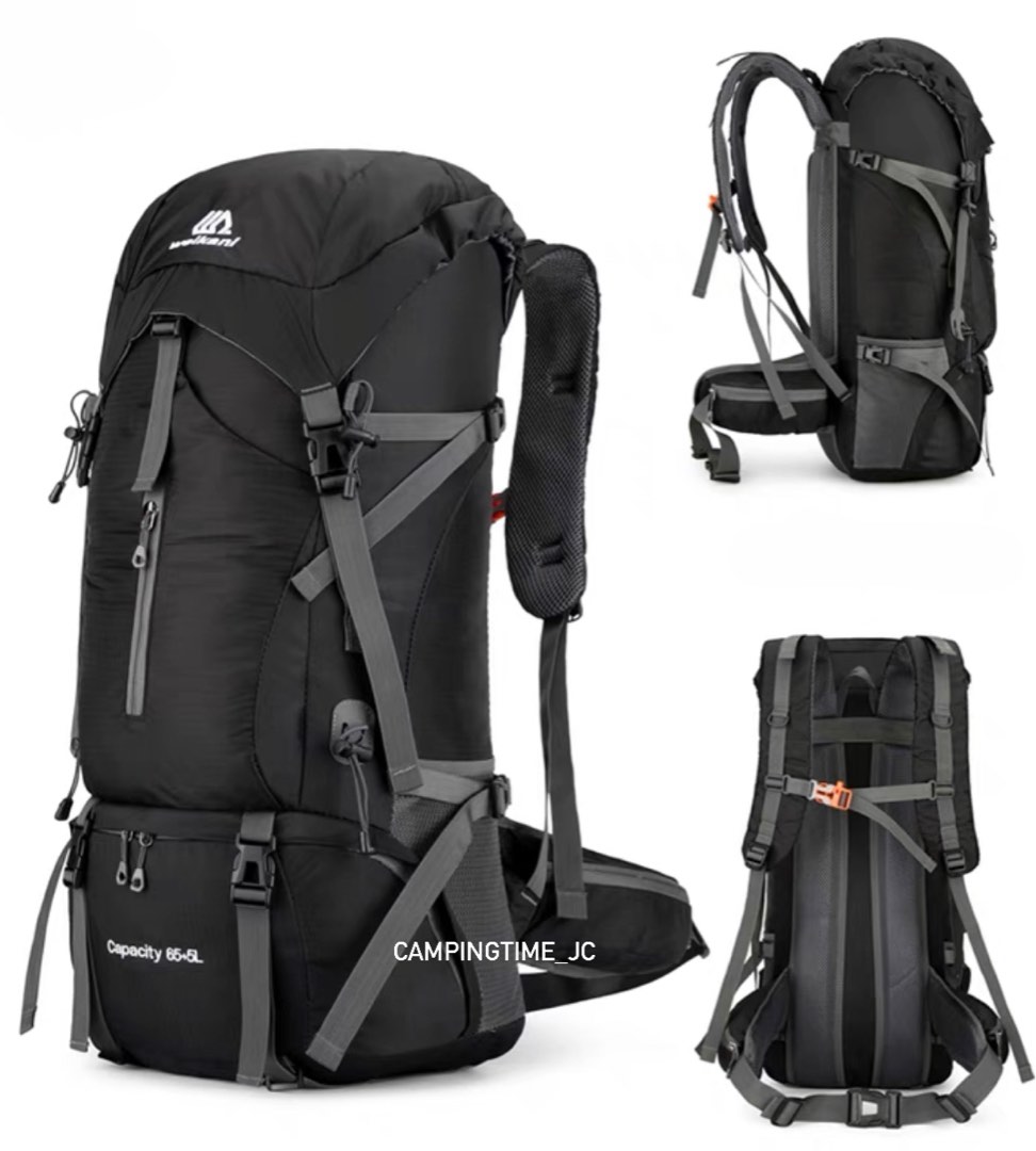 全新露營戶外行山黑色背囊 65L Camping/Outdoor/Hiking Backpack in Black, 運動產品, 行山及露營 ...