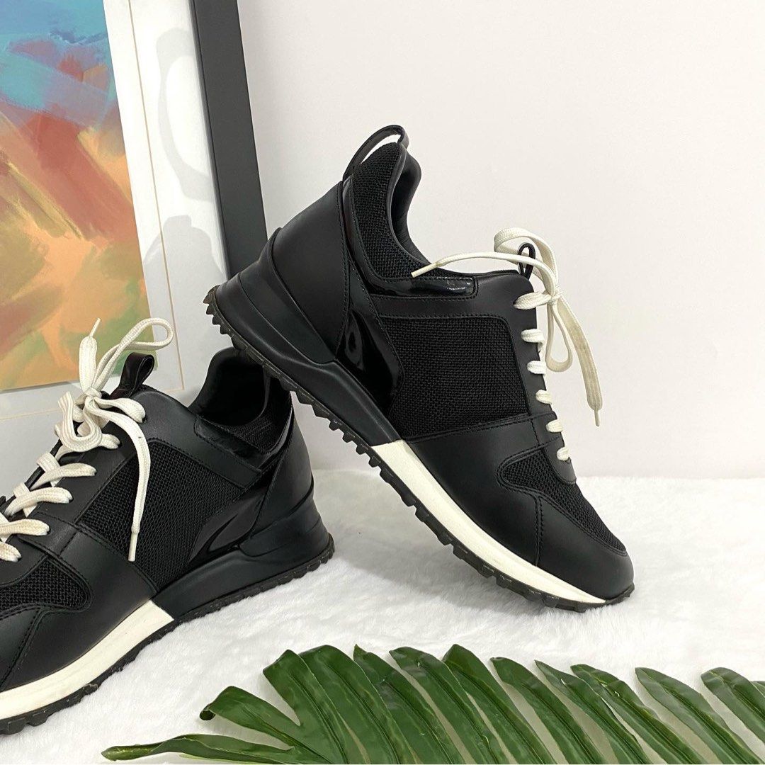 Louis Vuitton Black Leather and Mesh Run Away Sneakers