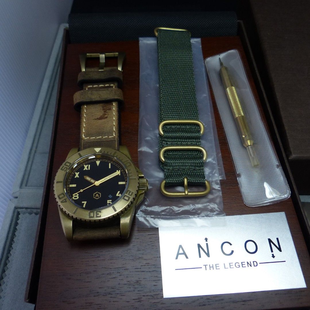 ANCON Sea Shadow Bronze watch califonia dial 1943 AGC 4 automatic