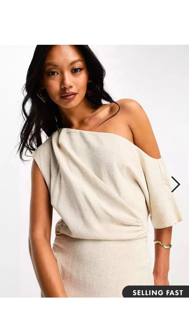ASOS Design Fallen shoulder midi dress, Women's Fashion, Dresses & Sets,  Dresses on Carousell