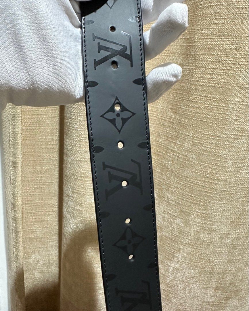 Louis Vuitton Belt Men Damier Graphite LV Black Grey 100/40