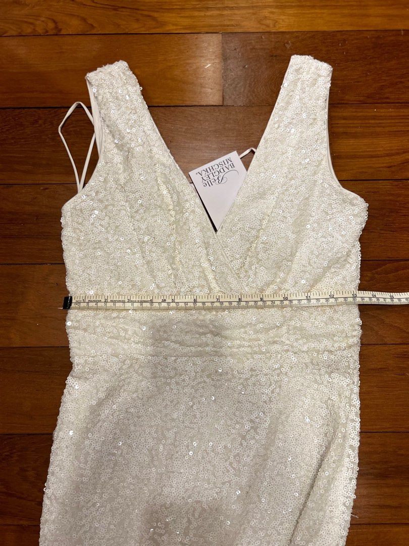 Badgley Mischka Belle white sequin gown Women s Fashion Dresses