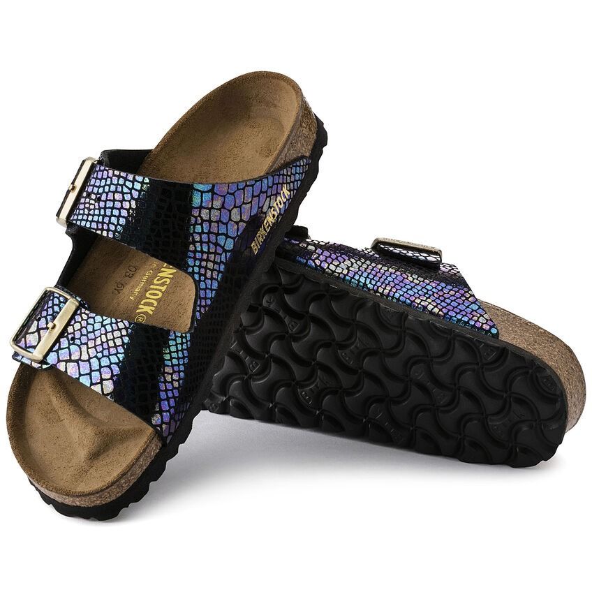 Birkenstock Arizona Birko flor Shiny Snake Black Women s Fashion Footwear Flats Sandals on Carousell