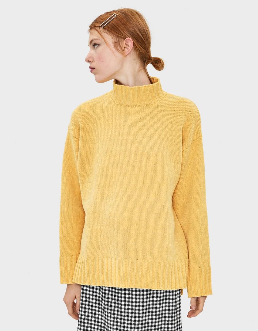 Chenille mustard sweater sales