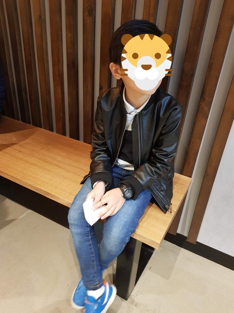 Boys fake hot sale leather jacket