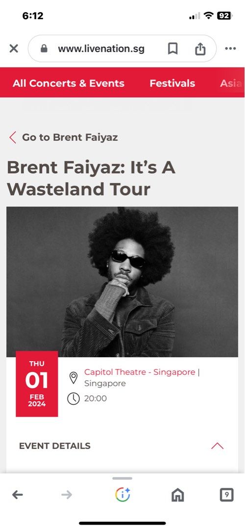 Brent Faiyaz Cat 3 Tickets, Tickets & Vouchers, Event Tickets on Carousell