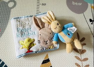 Bundle: Peter Rabbit cloth book and peter rabbit rattle