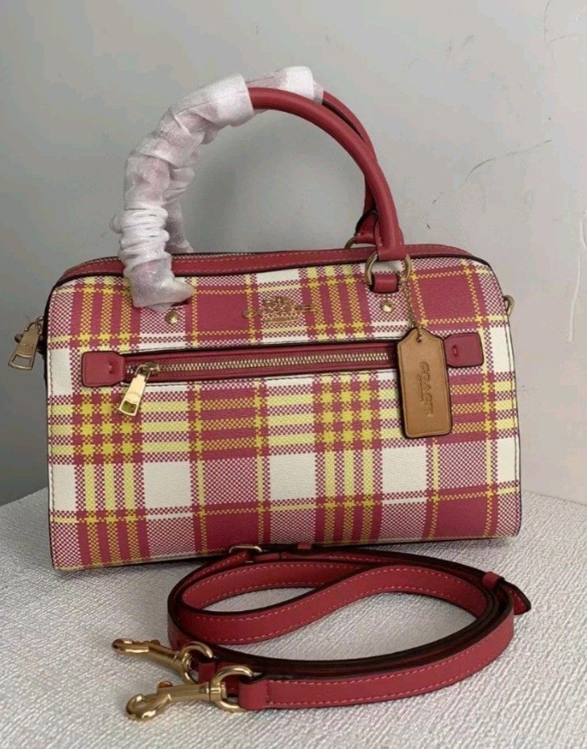 Rowan satchel with buffalo plaid print shop