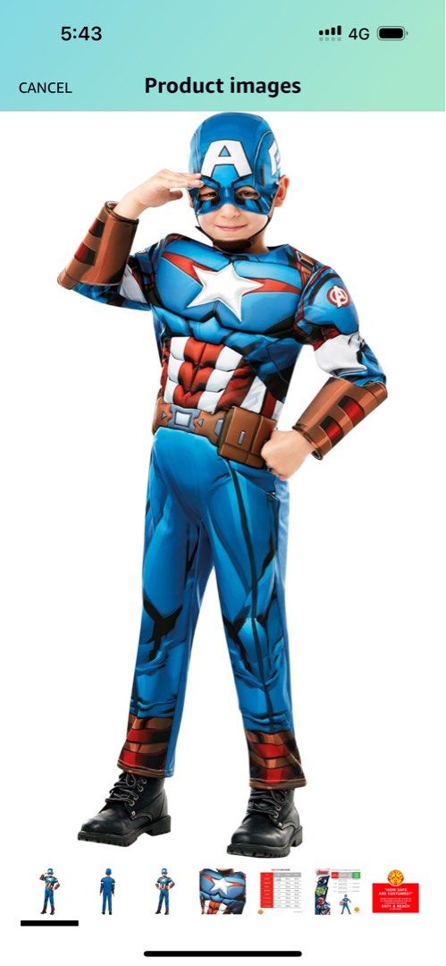 Marvel Avengers Captain America Toddler Boys' Zip-Up Hooded Costume  Coverall (5T)