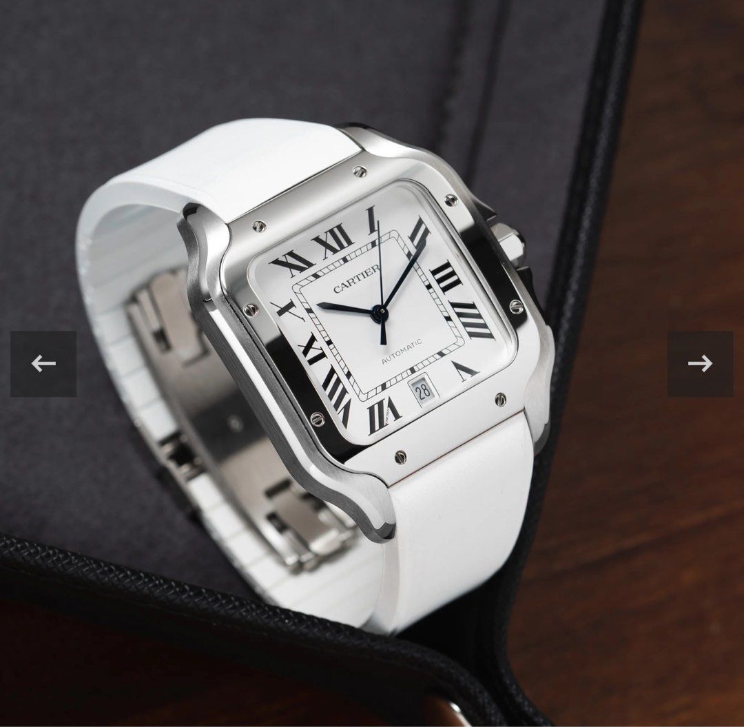Cartier Santos Medium Delugs CTS Rubber Strap, Luxury, Watches on Carousell