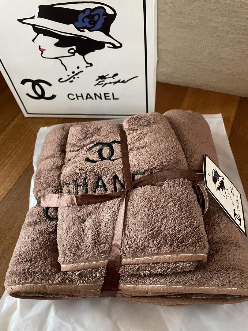 Chanel Bath & Face Towels Gift Set, Furniture & Home Living, Bedding &  Towels on Carousell