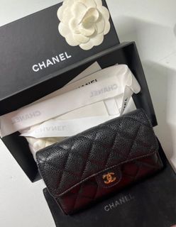 AUTHENTIC RARE CHANEL boy tri fold wallet black caviar skin with antique  gold hardware, Women's Fashion, Bags & Wallets, Wallets & Card Holders on  Carousell