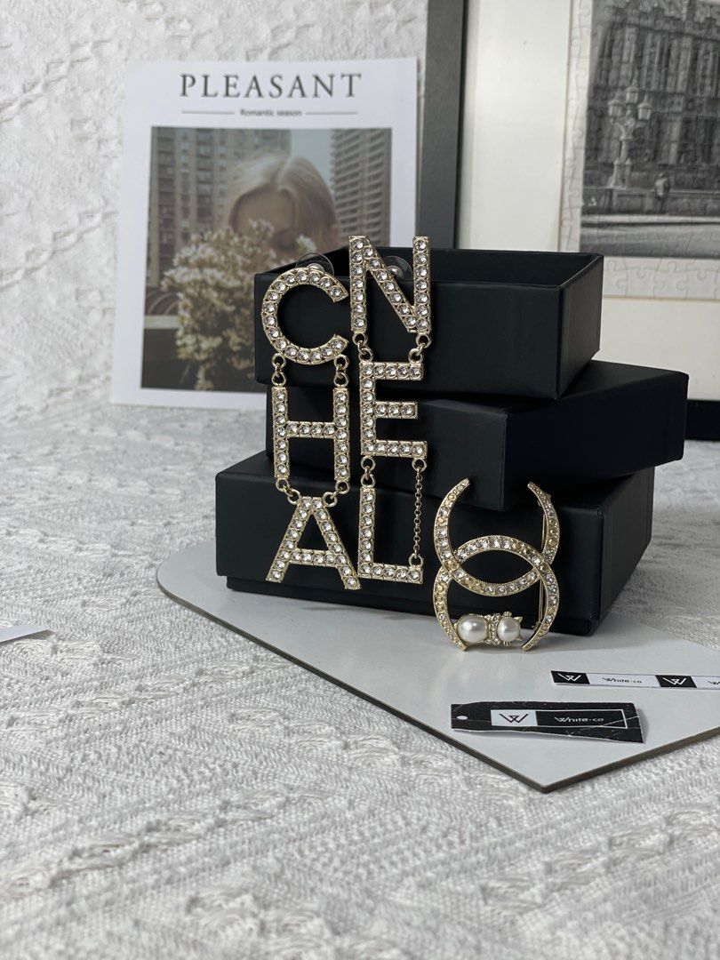 Affordable NWT CHANEL RUNWAY CHA NEL Letter Logo Crystal Statement Earrings  w/ Box SOLD OUT $9,999.99 - PicClick, chanel earrings cost