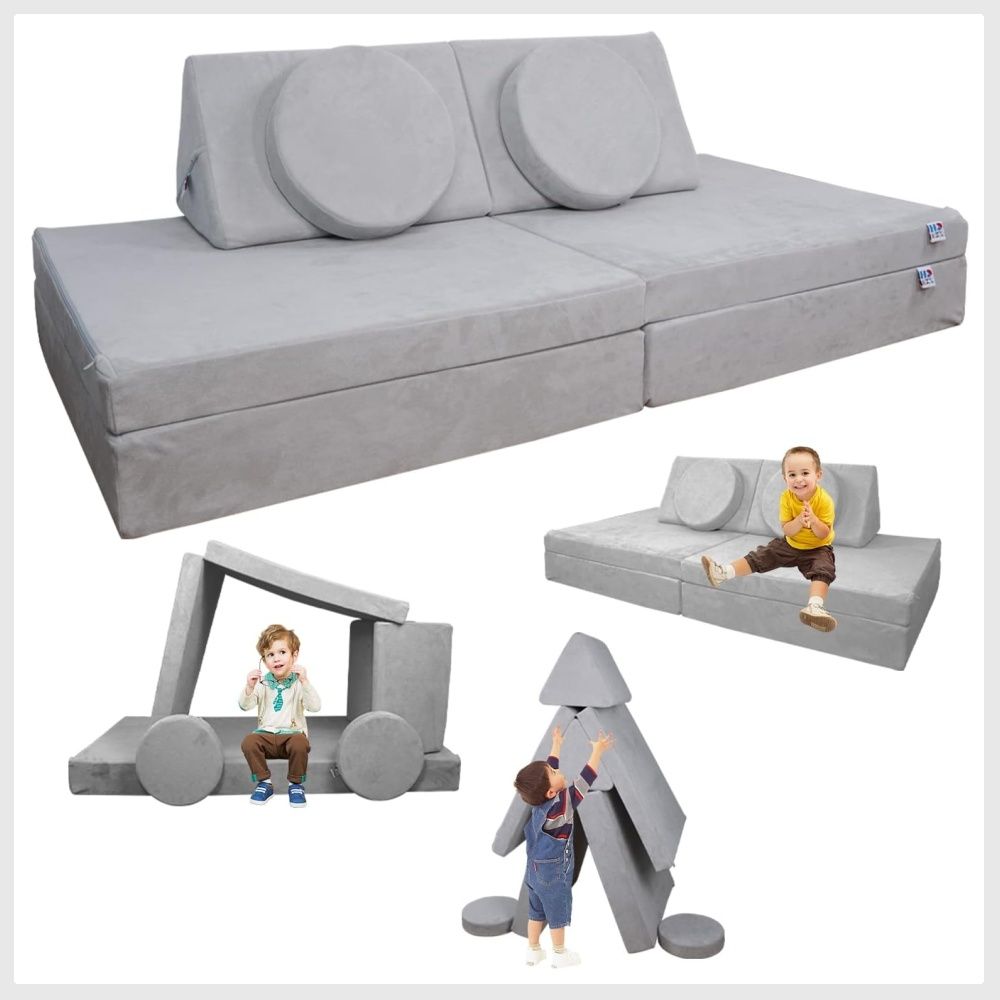 CHxxy 8pcs Large Size Modular Kids Play Couch Child Fold Out Sofa