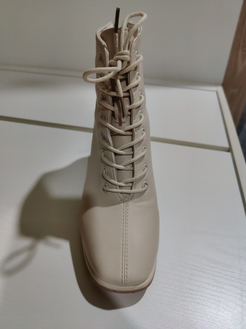 Cream Boot Heels Women s Fashion Footwear Heels on Carousell