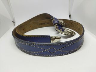 Edwin Pure leather silver buckle belt blue