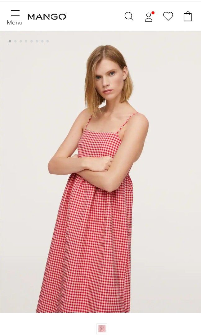 Mango red gingham dress top