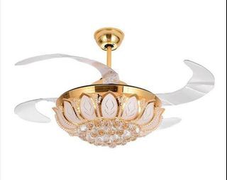 Gold Plated Deluxe Ceiling Fan with Light 220V