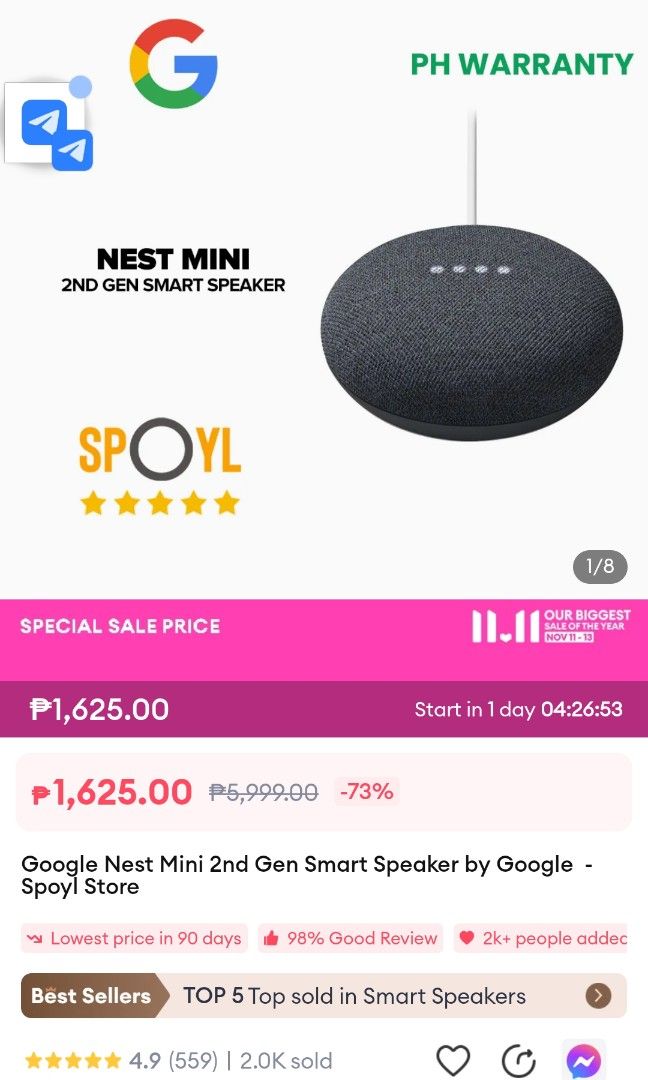 Google Nest Mini (2nd Generation) - Charcoal 