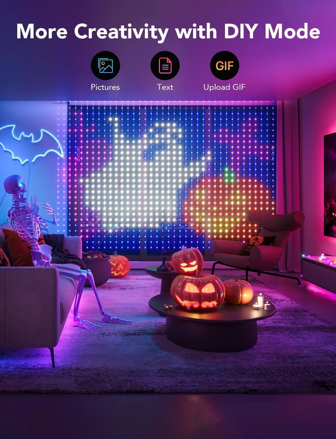Govee Curtain Lights 2, 520 LEDs, Smart LED Curtain Light With DIY