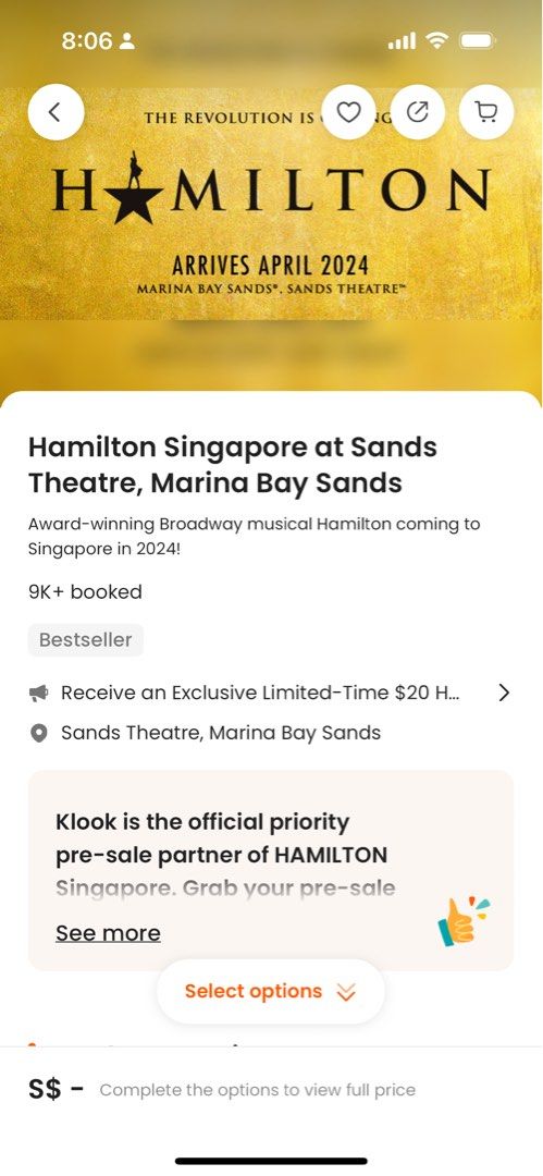 Hamilton online tickets april