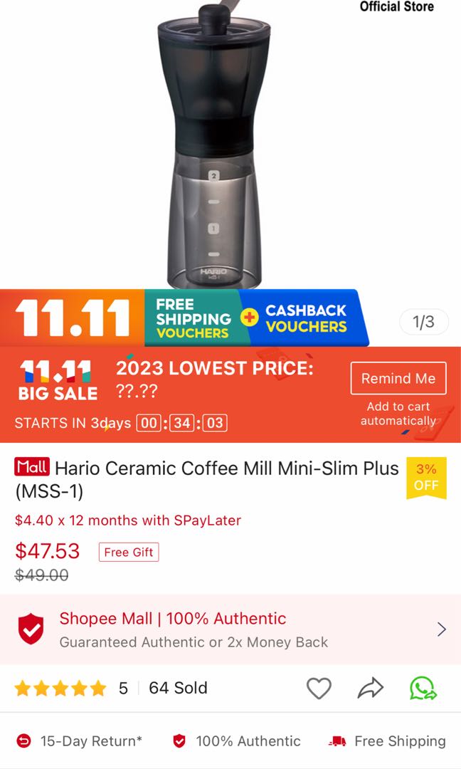Hario Ceramic Milli Coffee, TV & Home Appliances, Kitchen Appliances ...