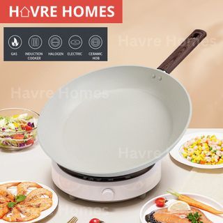 Havre Non-Stick Granite Frying Pan PFOA-Free Induction Cooker & Gas Stove White Black 20cm/24cm/28cm