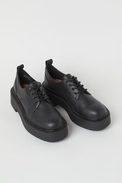 H&M Chunky-soled shoes in faux leather, Fesyen Wanita, Sepatu di
