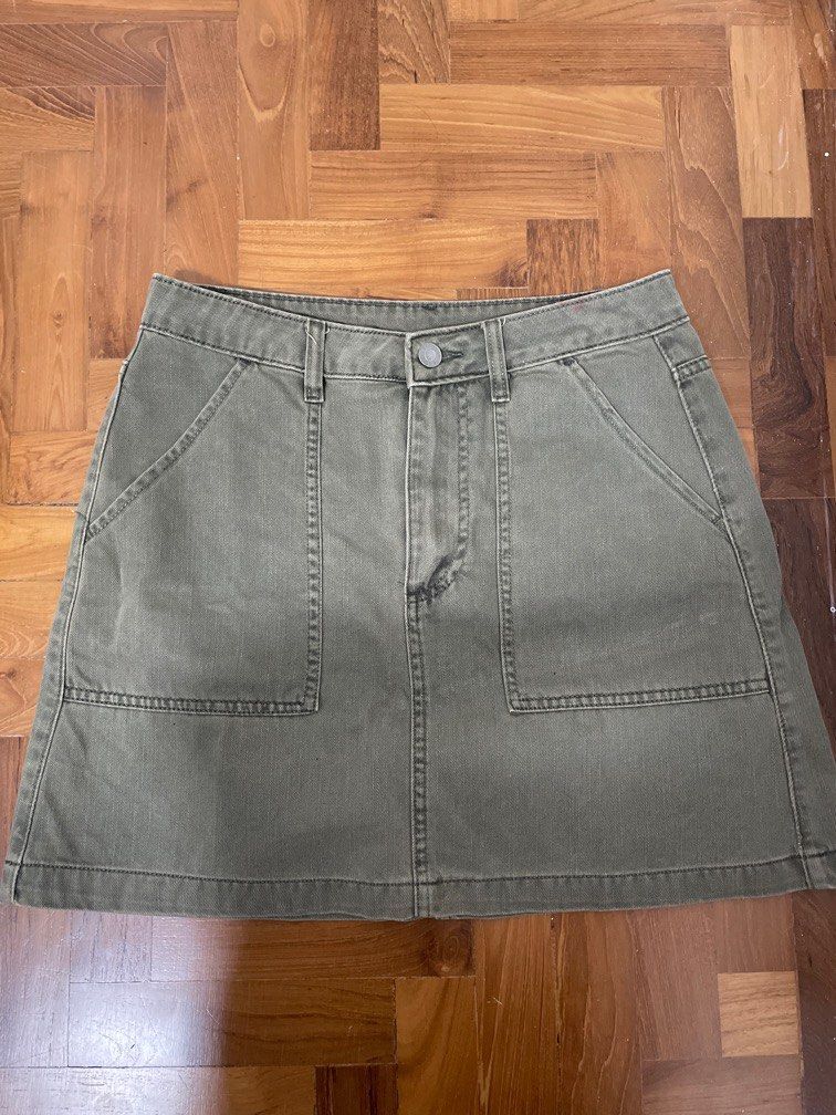 Khaki green skirt h&m top