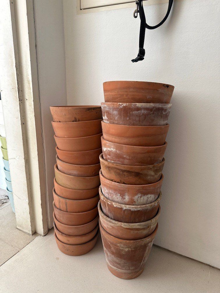 Ikea clay plant pots, Furniture & Home Living, Gardening, Pots
