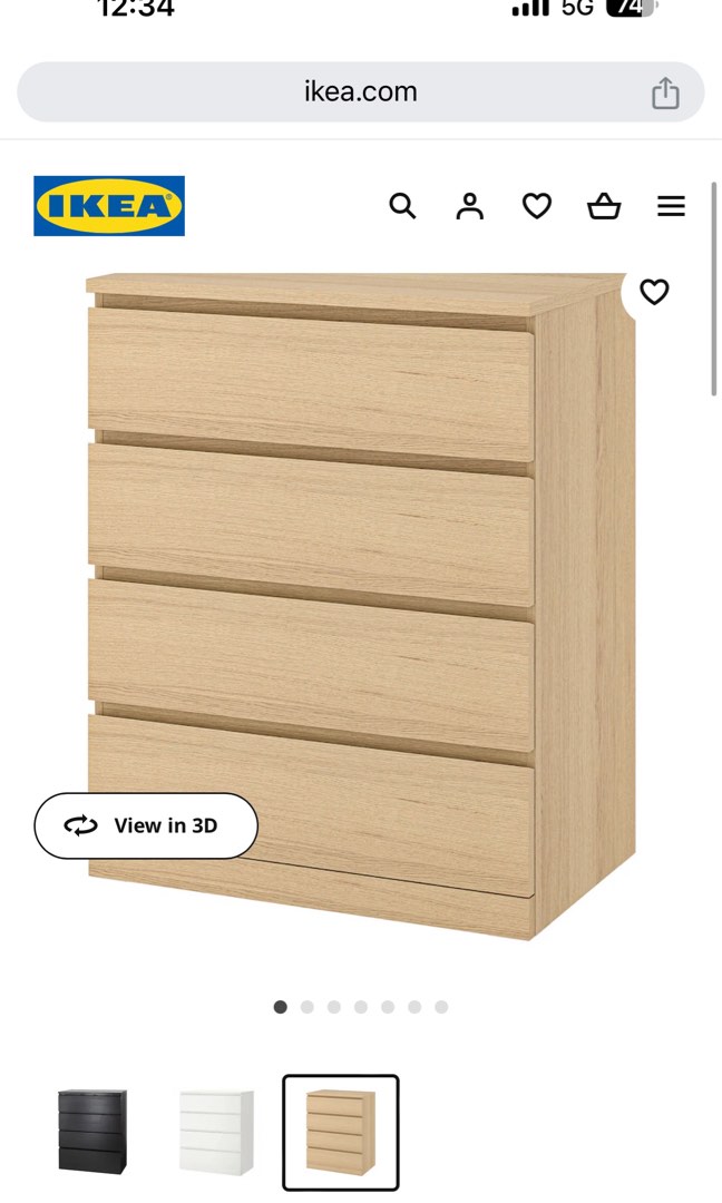 Ikea Malm Chest Of Drawers, Furniture & Home Living, Furniture, Shelves