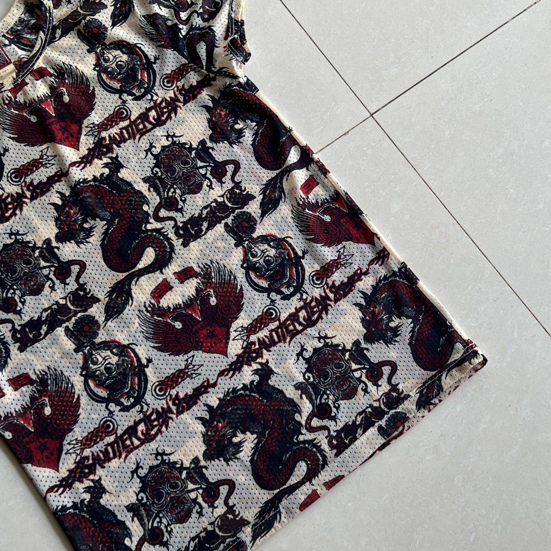 Blouse Rare Jean Paul Gaultier Tattoo Et Soie - Taille 40/42, Sans Manches, Vintage Multicolore