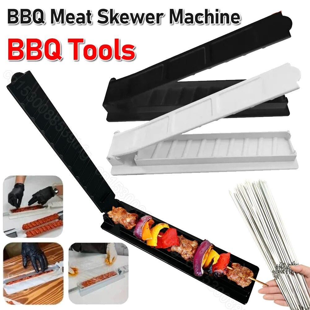 Single Row Kebab Maker BBQ Meat Skewer Machine Kebab Press Maker Reusable  BBQ Skewer Maker Kebab - White 