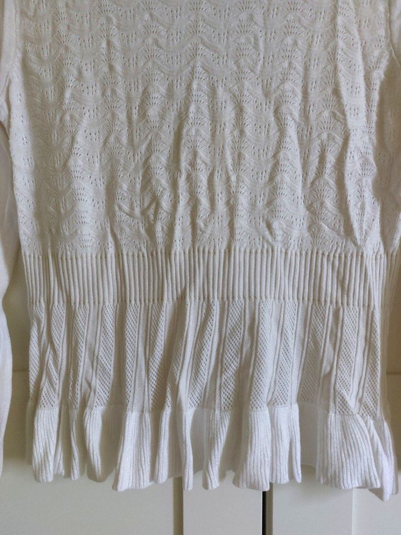 Knitted peplum white cardigan