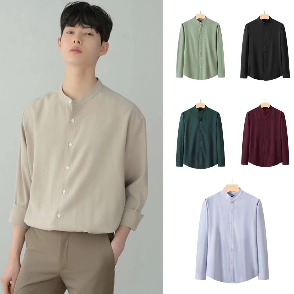 Chinese collar top long sleeve polo