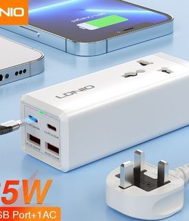 LDNIO 65W Fast Charger QC4+ Desktop Charger Power Strip Charging Station USB Charger Short Circuit Protection UK Plug