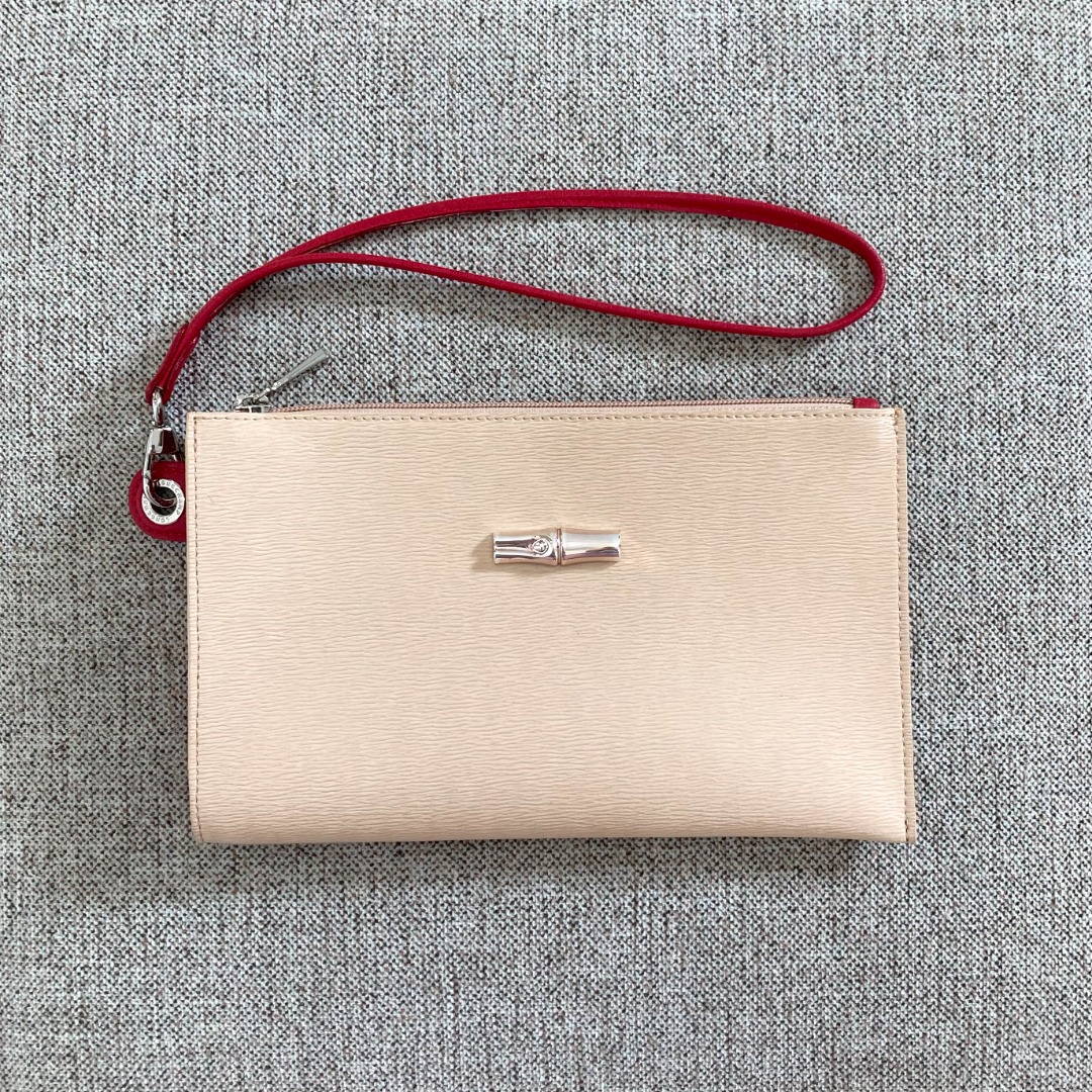 Longchamp Roseau Wristlet Clutch Ivory Women s Fashion Bags Wallets Clutches on Carousell
