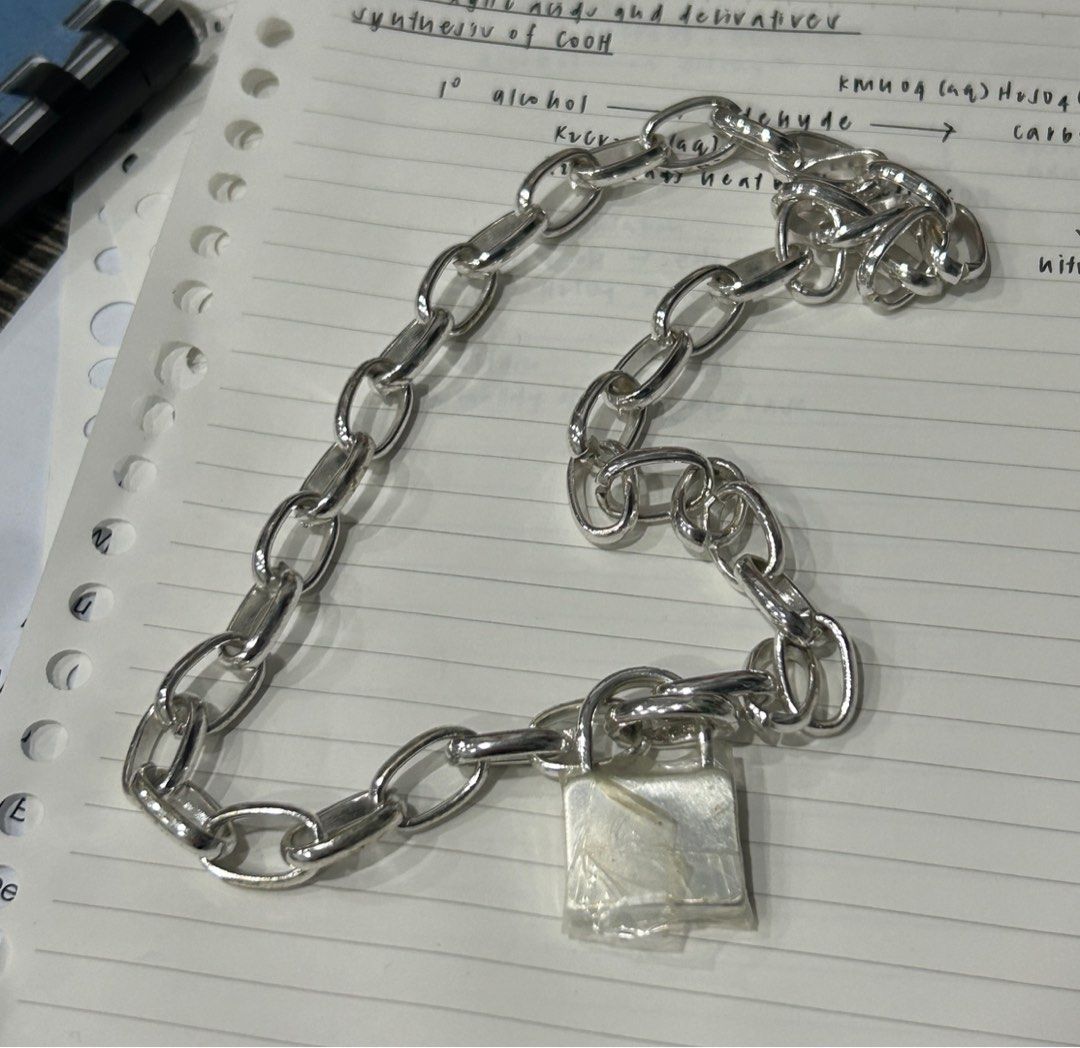 Chunky silver padlock necklace outlet