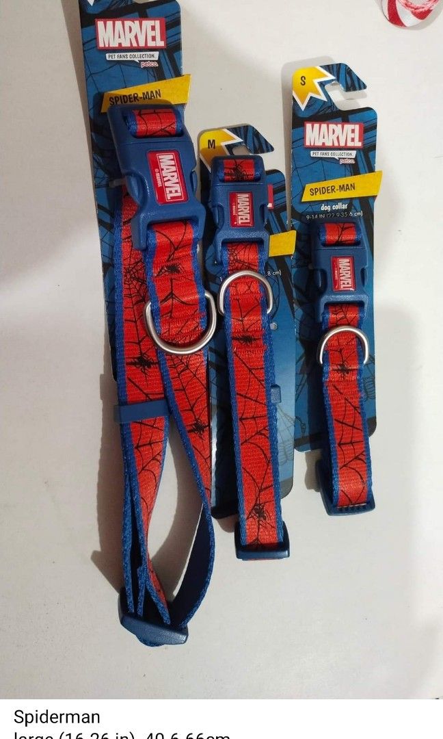 MARVEL (Spiderman) Dog Collars sold per piece (Category: Homes & Other Pet Accessories) located in Quezon City. Submitted by Sophia_Fashion (Listing ID 1264630259, Image 1). Description: From Our US Balikbayanbox sold per piece p280/piece Available sizes: small, medium, large.