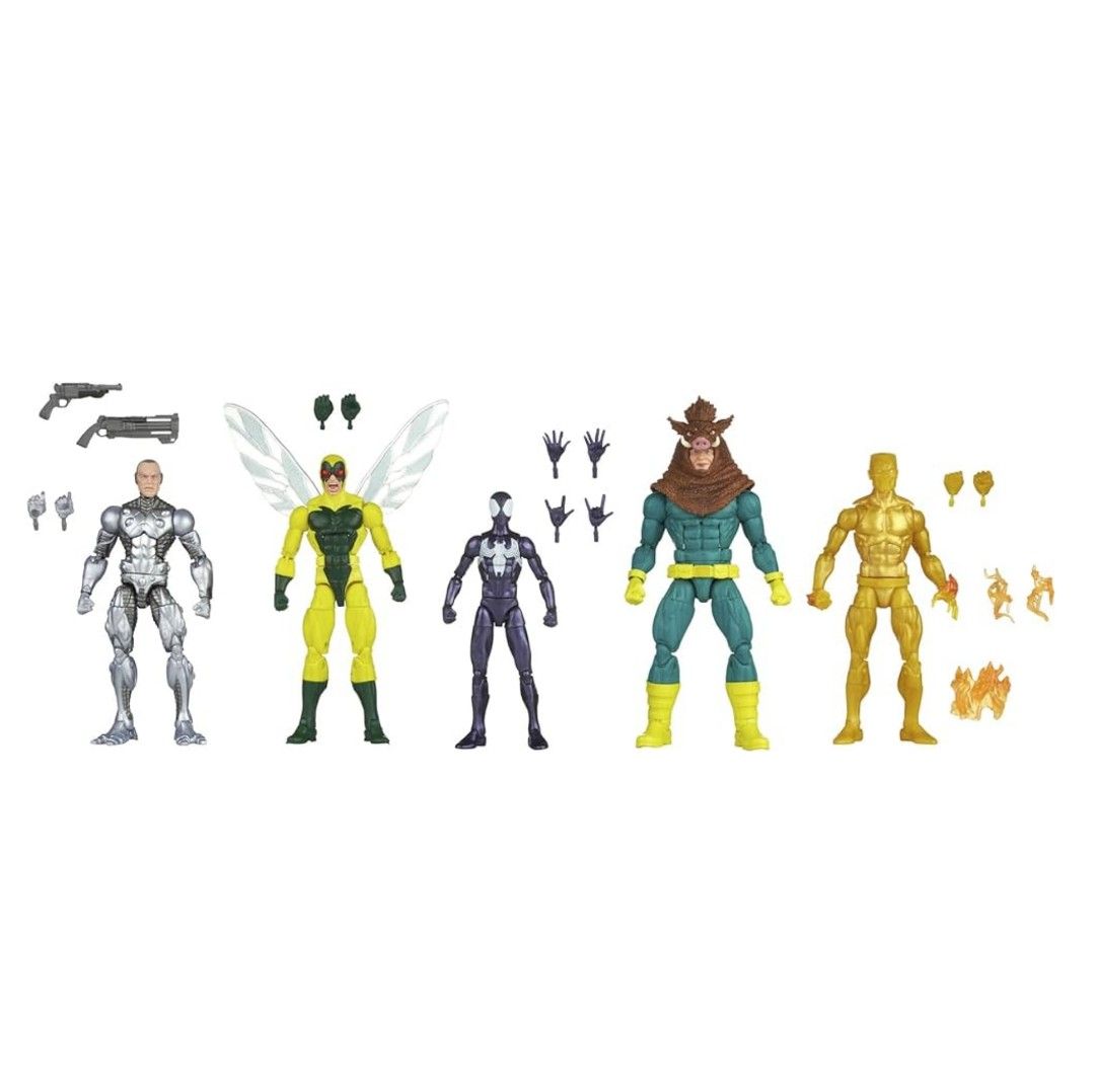 Marvel Legends Pack De 5 Figuras Spider-Man, Silvermane, Human Fly Molten Man And Razorback