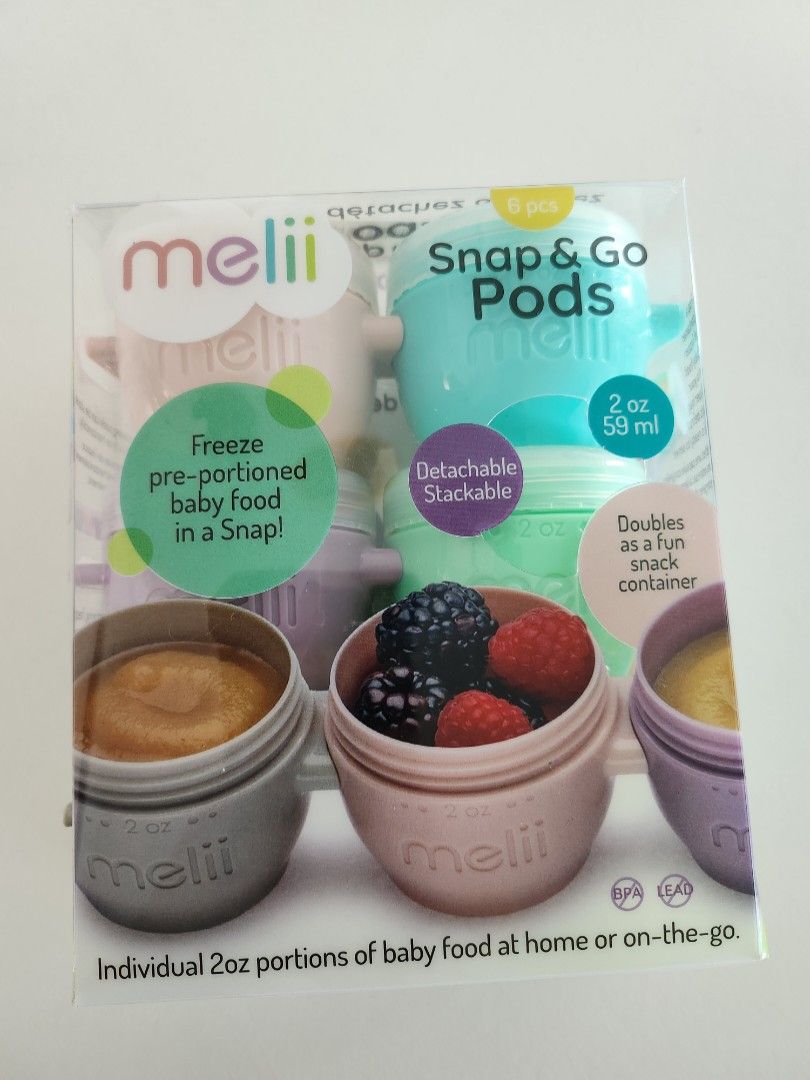 Melii Click & Go Pods for Baby Food and Snack Storage 4 oz 4 Pack