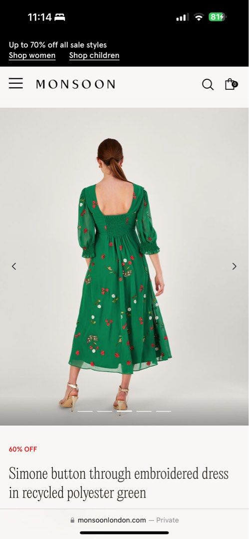 Monsoon green floral dress shop