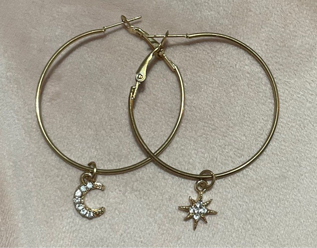 Gold moon hoop earrings online