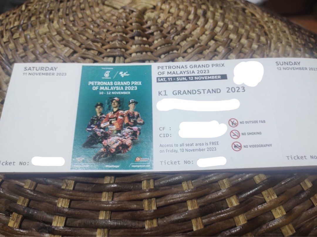 Moto GP 2023 Grandstand K1 Ticket, Tickets & Vouchers, Event Tickets